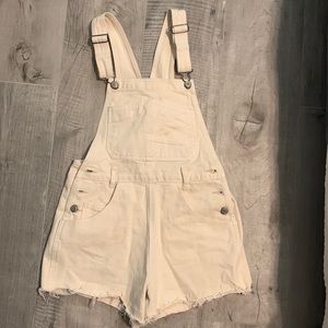 Brandy Melville Ivory Overall Shorts